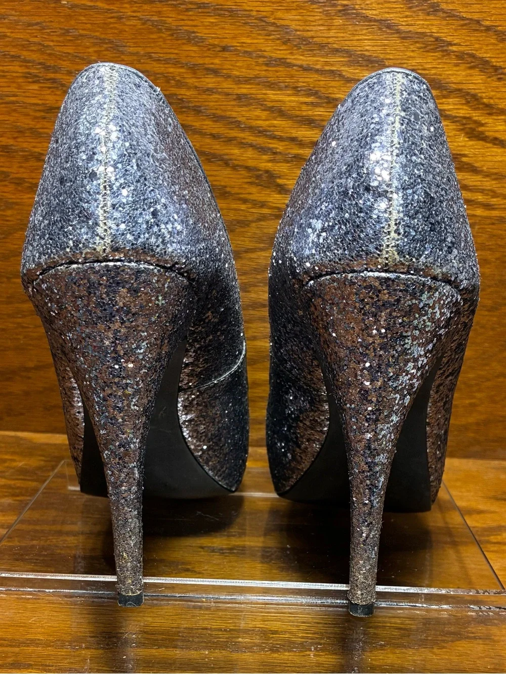 Michael Silver Glitter Platform Pumps Size 8.5